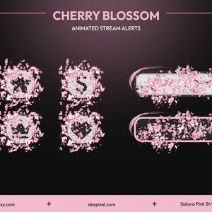 ピンクの桜のアニメーション ストリーム アラート | Twitch アニメーション アラート | ライブストリームの花のアラート | 春の花びらが舞い散るアラート