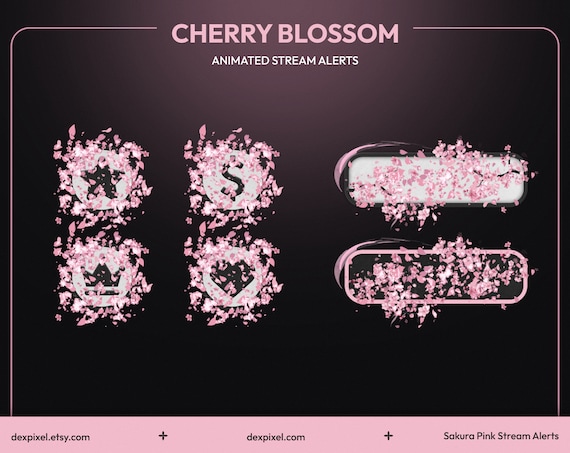 Pink Sakura Cherry Blossom Animated Stream Alerts | Twitch Animated Alert | Livestream Floral Alerts | Spring Petals Falling Alerts