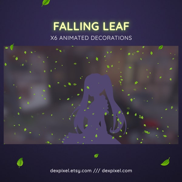 Cute Green Leaf Stream Decoration | Falling Animated Leaves Decorations | Cute Nature Animated Stream Decor | Vtuber Stream Decoration