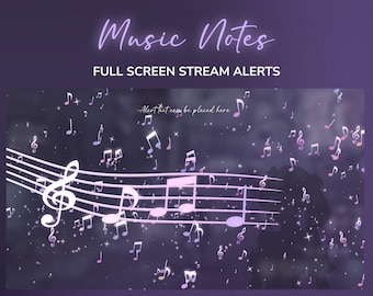 Muzieknoten Paars-roze Vtuber-geanimeerde streammeldingen: meldingen op volledig scherm voor Twitch