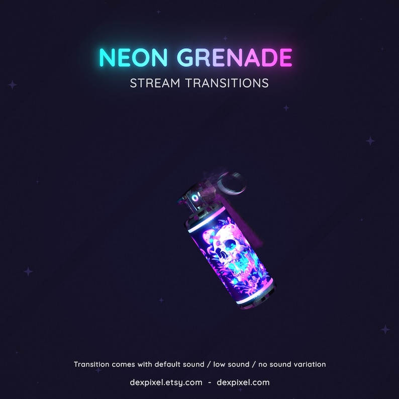 Neon Blue and Pink Grenade Flashbang Stream Transition | Shooter FPS Stream Transition | Twitch Vtuber Transition OBS | Stinger Twitch