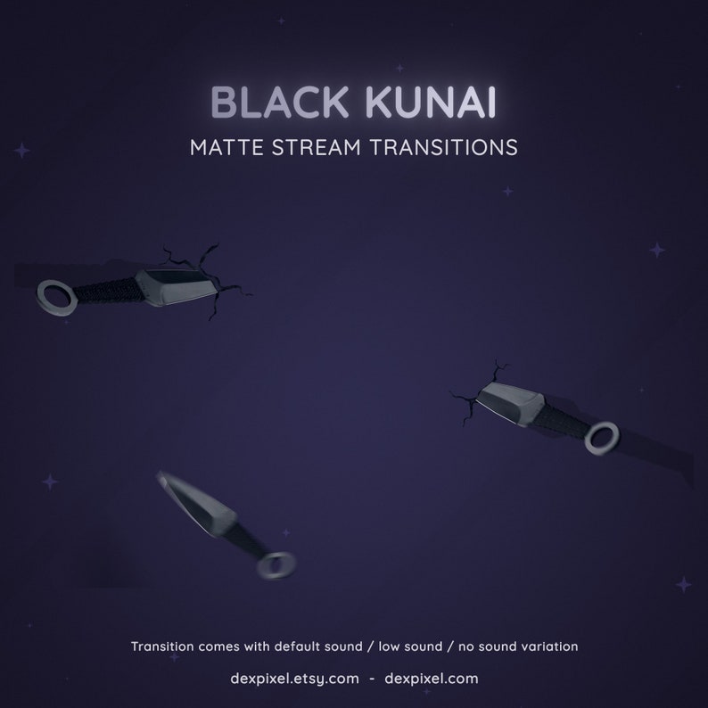 Black Kunai Knives Ninja Matte Stream Transition | Flying Knife Anime Cartoon Transition | Twitch Vtuber Transition OBS | Stinger Twitch