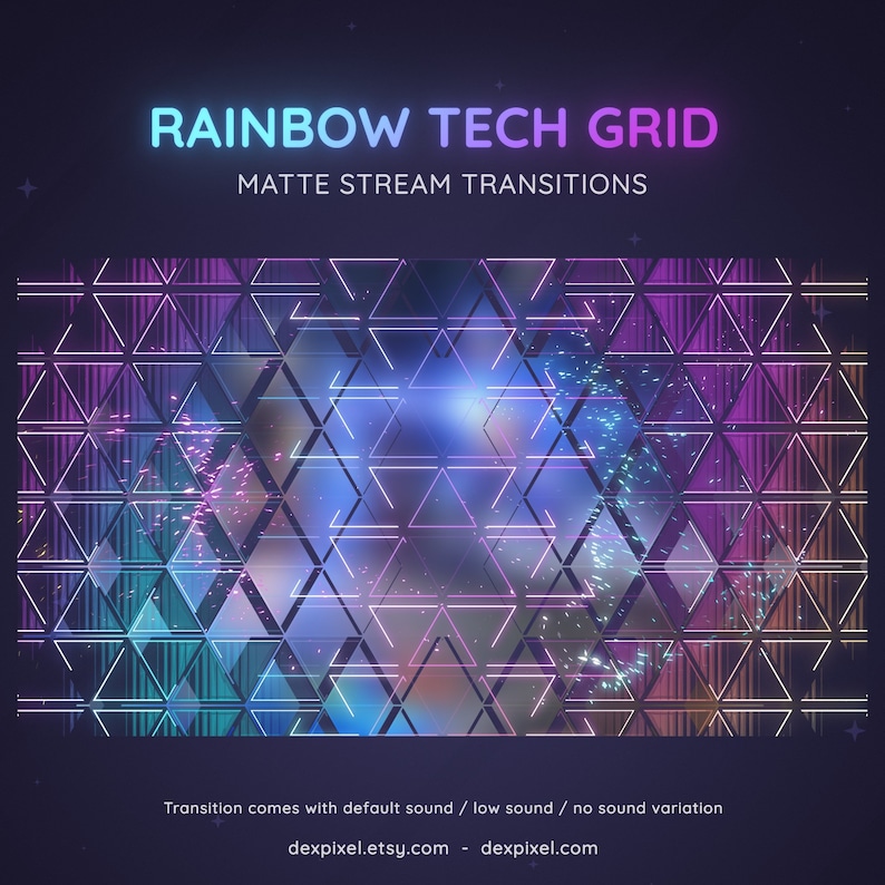 Glitch Rainbow Grid Tech Stream Transition | Glitchy Futuristic and Edgy Stinger | Technology SCI-FI Glitch Transition OBS | Stinger Twitch