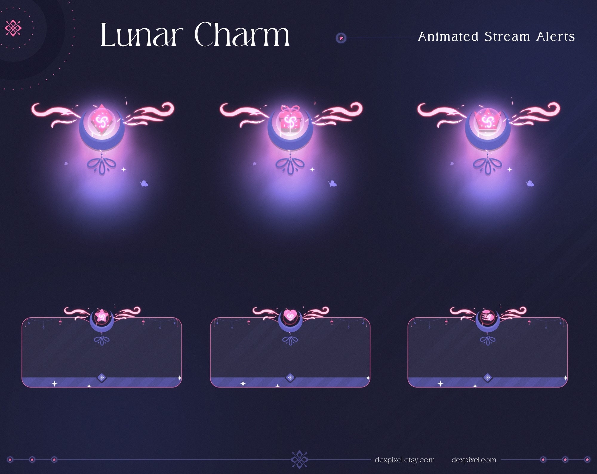 Lunar Charm Animated Stream Alerts | Twitch, Youtube, Facebook - Etsy