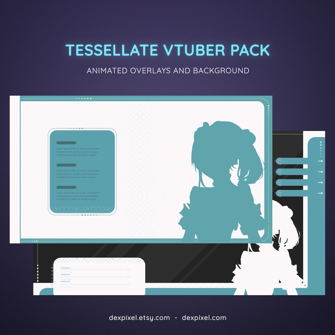 Green Mint Tessellate Vtuber Stream Pack | Animated Overlays - Etsy