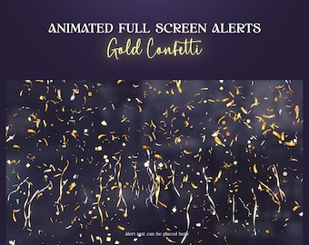 Gold Confetti Animated Stream Alerts: Twitch, Vtuber Aesthetics Full Screen