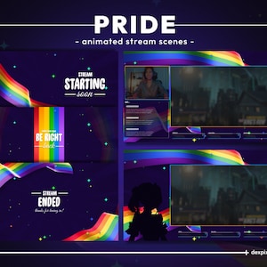 Pride Rainbow Colors Twitch Stream Scenes | Twitch Animated Overlays |  LGBTQI Pride Month Rainbow Scenes Twitch Pack
