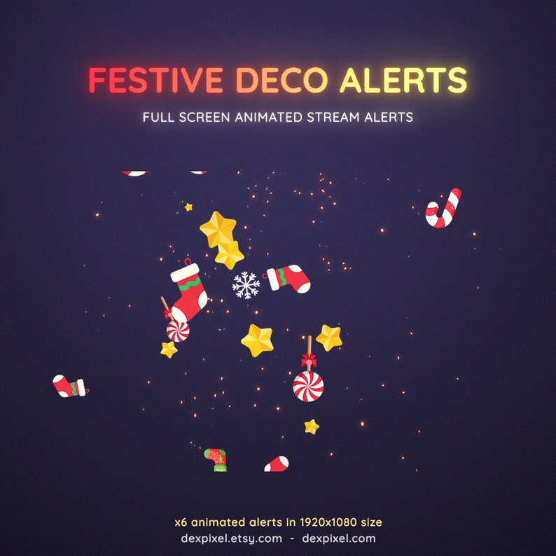 Festive Gifts Christmas Full Screen Animated Stream Alerts | X5 ...