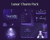 Lunar Charm Purple Vtuber Stream Pack | Animated Overlays