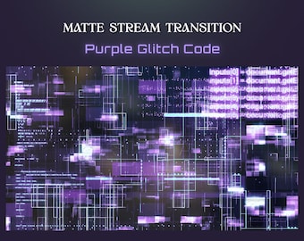 Paarsblauwe glitchcode OBS-overgang – Cyberpunk Sci-Fi Matte Stream Stinger voor Twitch