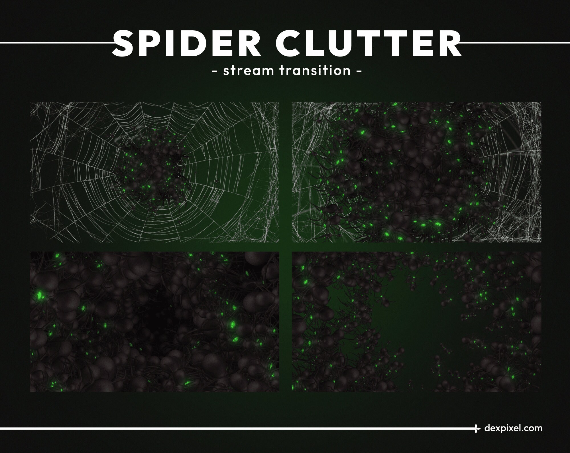 Spider Clutter Stream Transition | Green Eyes, Horror OBS Transition - Etsy