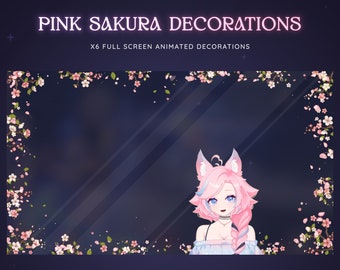 Animated Sakura Stream Decoration | Floral Vtuber Overlay