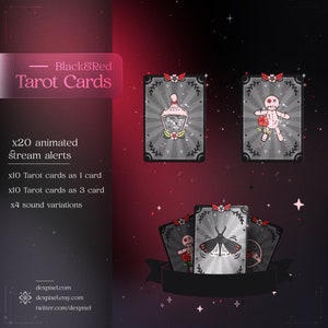 Schwarze und Rote Tarot Karten StreamAlerts | Witchy Aesthetics Himmlische Warnungen | Twitch Alarme | Vtuber Twitch Alarm | Tracking-Warnungen