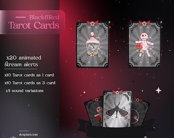 Black and Red Tarot Cards Stream Alerts | Witchy Twitch Overlay (Animated)