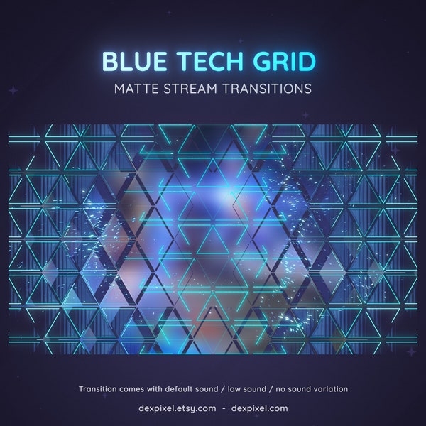 Glitch Grid Tech Blue Technology Stream Transition | Glitchy Futuristic and Edgy Stinger | SCI-FI Glitch Transition OBS | Stinger Twitch