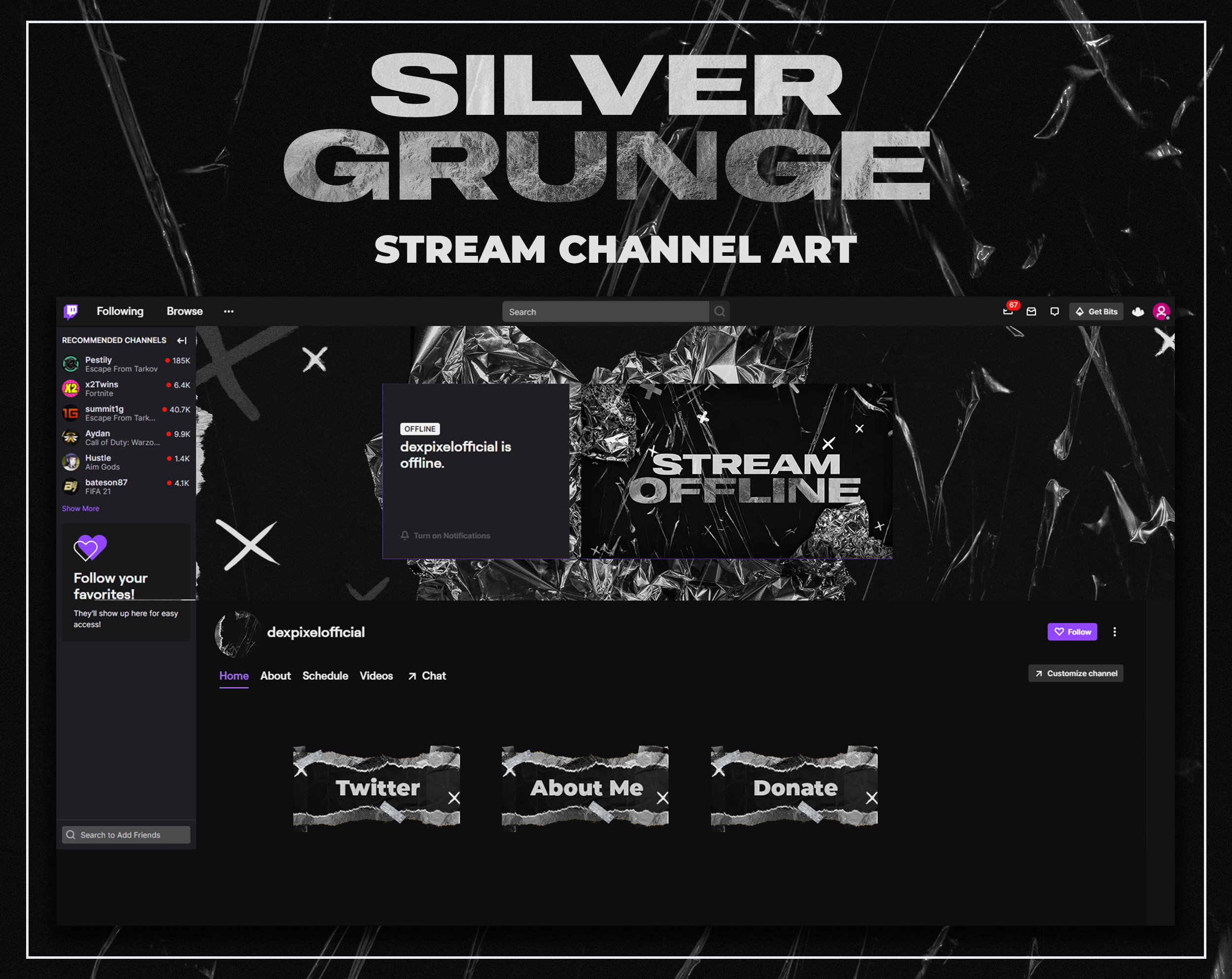 Silver Grunge Stream Livestream Package Twitch Streaming - Etsy
