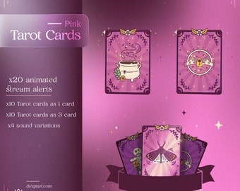 Pink Gold Tarot Cards Animated Twitch Alerts