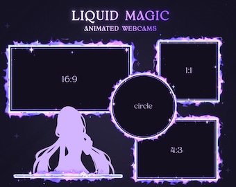 Purple Cute Animated Liquid Magic Stream Webcam | Pastel Twitch Stream Overlay | Livestream Facecam | Webcam Frame for Streamers | Vtubers