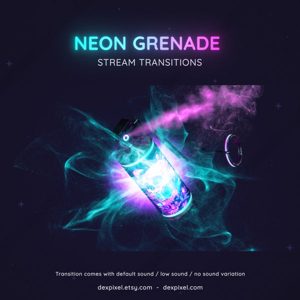 Neon Blue and Pink Grenade Flashbang Stream Transition | Shooter FPS Stream Transition | Twitch Vtuber Transition OBS | Stinger Twitch