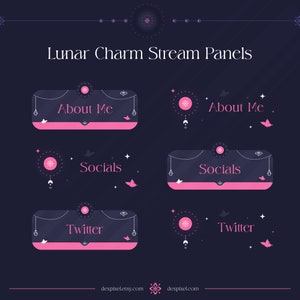 Lunar Charm Pastel Purple Stream Panels | Stream Panels | Butterflies Panels | Cute Pastel Info Panels | Vtuber Aesthetics Panels