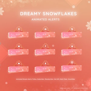 Dreamy Snowflakes Alerts | Pastel Peach Red Winter Animated Stream Alerts  | x10 Animated Alerts | Vtuber Twitch Alert | Magic Winter