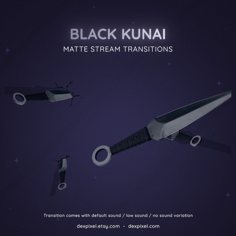 Black Kunai Knives Ninja Matte Stream Transition | Flying Knife Anime Cartoon Transition | Twitch Vtuber Transition OBS | Stinger Twitch