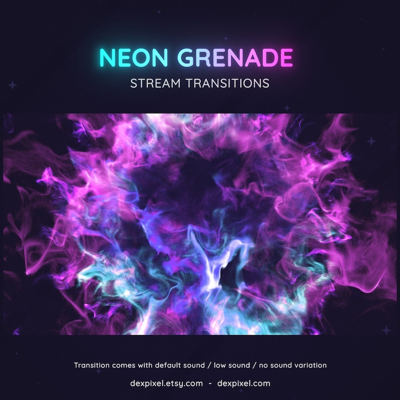 Neon Blue and Pink Grenade Flashbang Stream Transition | Shooter FPS Stream Transition | Twitch Vtuber Transition OBS | Stinger Twitch