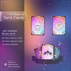 Regenbogen Gold Tarot Karten Animierte Stream Warnungen | Witchy Aesthetics Himmlische Warnungen | Twitch Alarme | Vtuber Alarm | Tracking-Warnungen