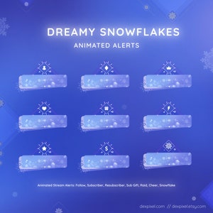 Dreamy Snowflakes Alerts | Pastel Purple Blue Winter Animated Stream Alerts  | x10 Animated Alerts | Vtuber Twitch Alert | Magic Winter