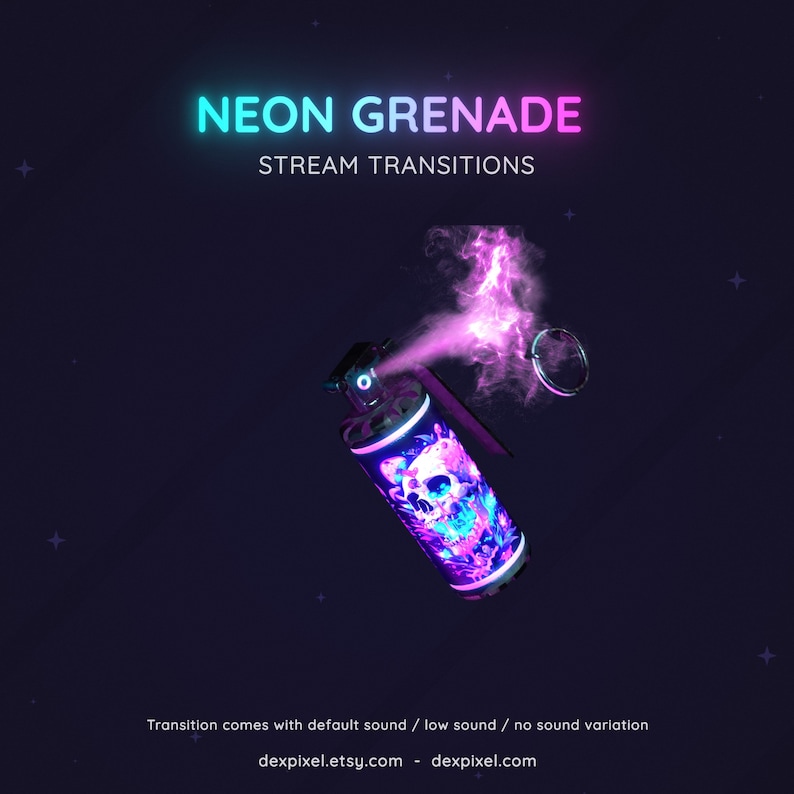 Neon Blue and Pink Grenade Flashbang Stream Transition | Shooter FPS Stream Transition | Twitch Vtuber Transition OBS | Stinger Twitch