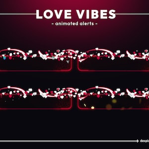 Red Love Vibes Animowane alerty Twitch z sercami | Słodkie, urocze, animowane wydarzenia strumieniowe | Alerty strumieniowe Red Vtuber