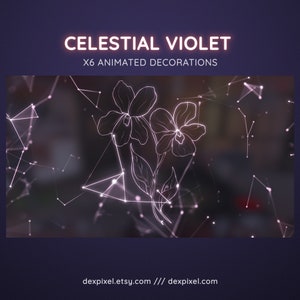Hemelse Violette Magische Decoratie | 6 Sterrenbeeldstroomdecoraties | Schattig paars roze pastel geanimeerd stream decor | Vtuber-decoratie