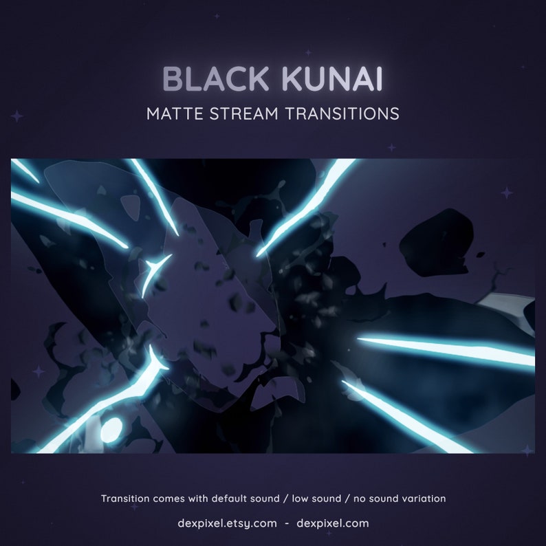 Black Kunai Knives Ninja Matte Stream Transition | Flying Knife Anime Cartoon Transition | Twitch Vtuber Transition OBS | Stinger Twitch