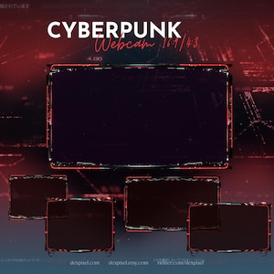 Cyberpunk Red Animated Stream Webcam | Glitch Stream Came Border Frame | Twitch Overlay Animated Neon Webcam Frame