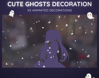 Cute Ghosts Stream Decoration | 5 Animated Spooky Decorations | Cute Halloween Animated Stream Decor | Vtuber Stream Decoration