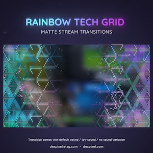 Glitch Rainbow Grid Tech Stream Transition | Glitchy Futuristic and Edgy Stinger | Technology SCI-FI Glitch Transition OBS | Stinger Twitch