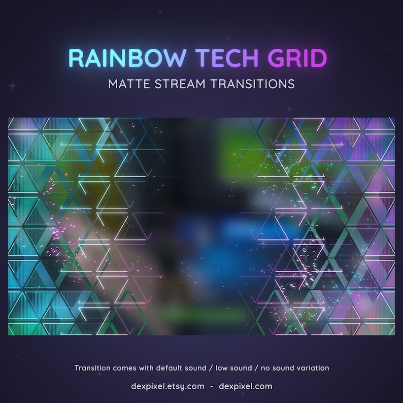 Glitch Rainbow Grid Tech Stream Transition | Glitchy Futuristic and Edgy Stinger | Technology SCI-FI Glitch Transition OBS | Stinger Twitch