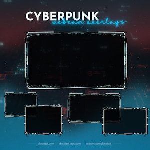 Cyberpunk Cyan Blue Animated Stream Webcam | Glitch Stream Came Border Frame | Twitch Overlay Animated Neon Webcam Frame