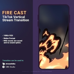 Fire Flame Pastel Blue Cartoon Stream Transition – Vertical Stinger for TikTok and OBS