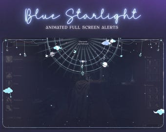 Blue Starlight Animated Stream Alerts | Elegant Celestial Stream Alerts | Galaxy Space Planets Twitch | Vtuber | Full-Screen Alerts