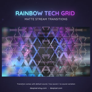 Glitch Rainbow Grid Tech Stream Transition | Glitchy Futuristic and Edgy Stinger | Technology SCI-FI Glitch Transition OBS | Stinger Twitch