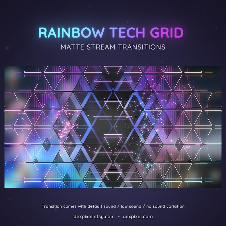 Glitch Rainbow Grid Tech Stream Transition | Glitchy Futuristic and Edgy Stinger | Technology SCI-FI Glitch Transition OBS | Stinger Twitch