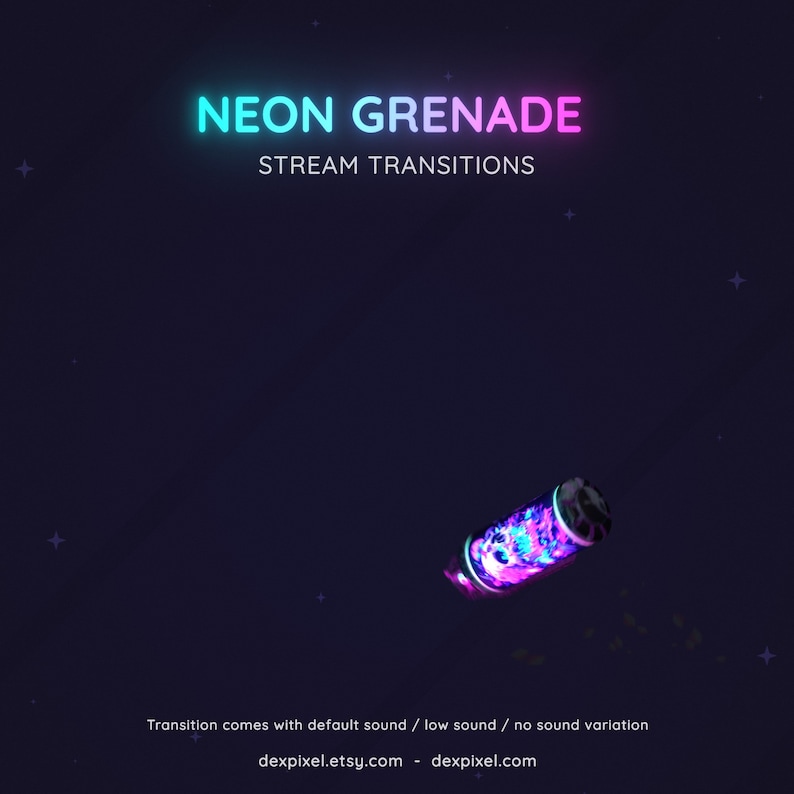 Neon Blue and Pink Grenade Flashbang Stream Transition | Shooter FPS Stream Transition | Twitch Vtuber Transition OBS | Stinger Twitch