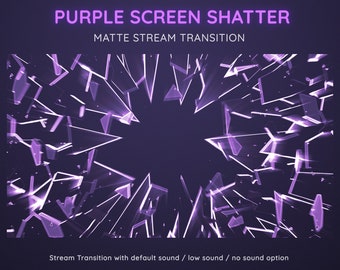 Purple Screen Shatter Matte Stream Transition | Screen Breaking Effect Transition | Glass Shatter Transition OBS | Stinger Twitch