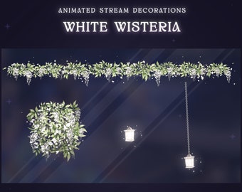 Wisteria Wisteria Blüte Blumenschmuck Deko | Animierte Deko Dekorationen | Niedliches Blumen Dekor | Florales Vtuber Stream Add-On