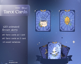 Blue Gold Tarot Cards Animated Stream Alerts (WebM)