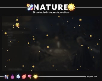 Nature Animted Decorations. Bees and Mushrooms Particles, Animated Stream Add-On