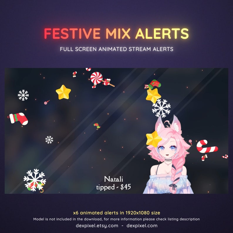 Festive Gifts Christmas Full Screen Animated Stream Alerts | X5 ...