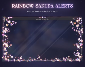 Rainbow Sakura Cherry Blossom Animated Stream Alerts | Iridescent Aesthetics Floral Alerts | Twitch | Vtuber Magic | Holographic Alerts