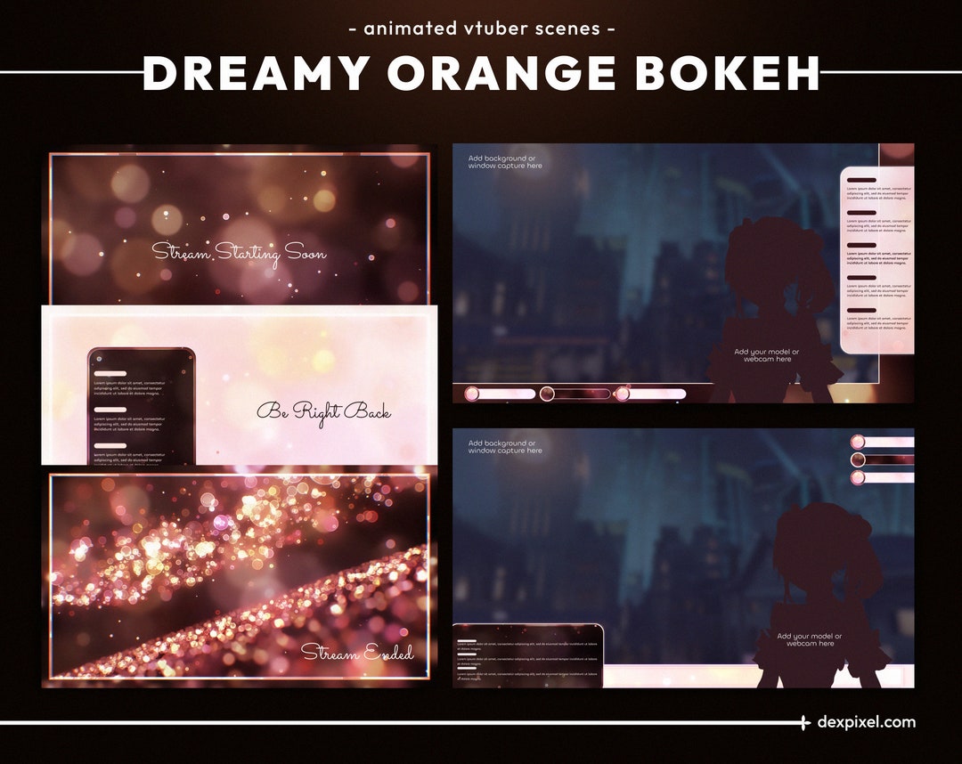 Orange Rapper Overlay Dreamy Orange Bokeh Vtuber Stream Pack | Lofi Chill Particle Animated ...